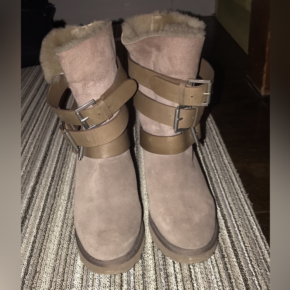 Suede wedge winter boots